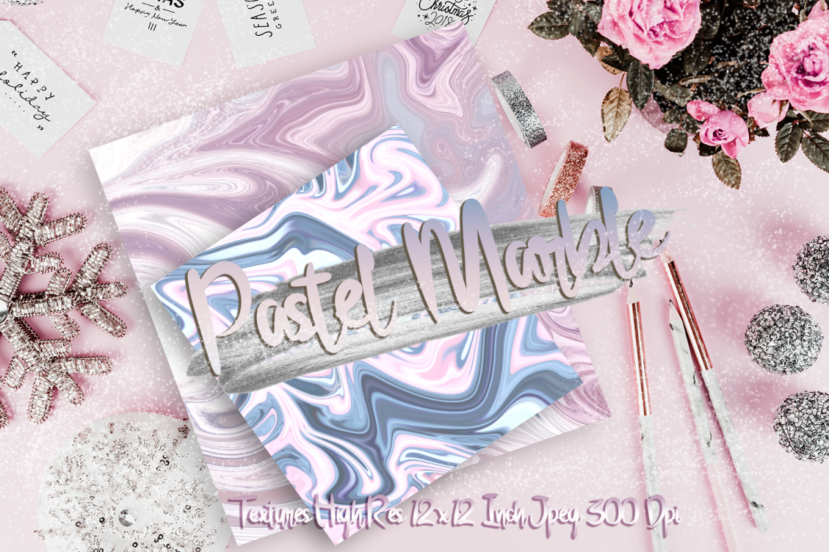Pastel Marble Digital Paper, Scrapbooking, Textures example image 1