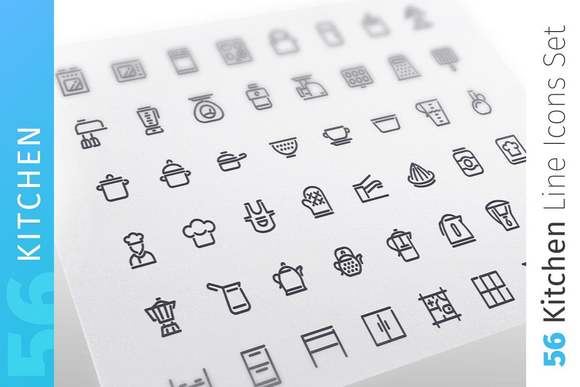 Kitchen Line Icons Set example image 1