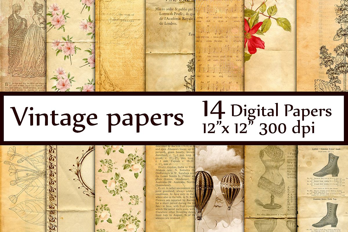 Vintage Digital Paper (30317) | Backgrounds | Design Bundles