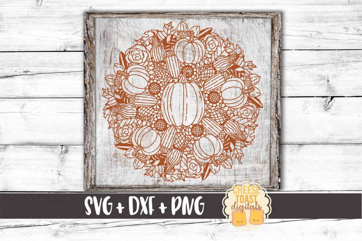 Pumpkin Gourd Mandala - Fall Mandala SVG PNG DXF Cut File example image 1