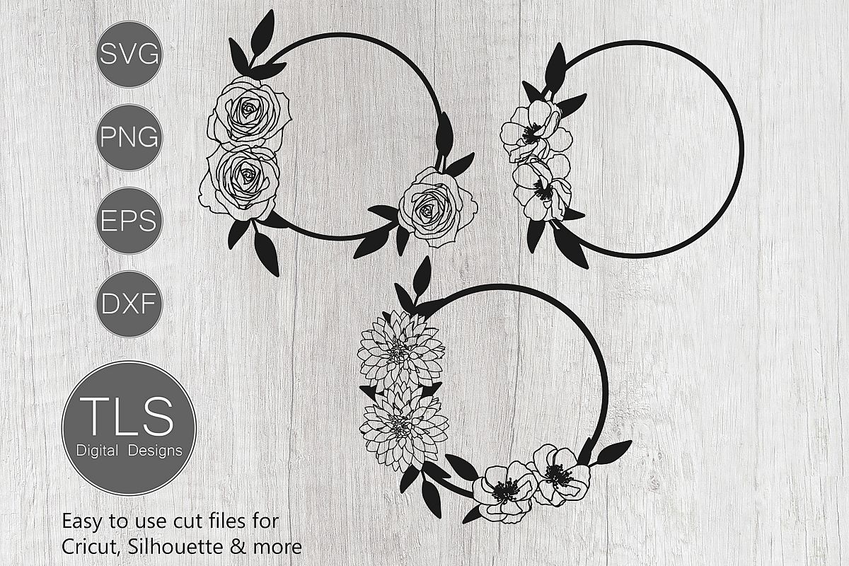 Download Flower Frame SVG, Floral frame SVG, Frame SVG, Flower circle (376789) | Cut Files | Design Bundles