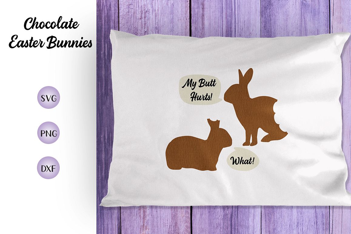 Funny Chocolate Easter Bunnies-SVG DXF PNG example image 1