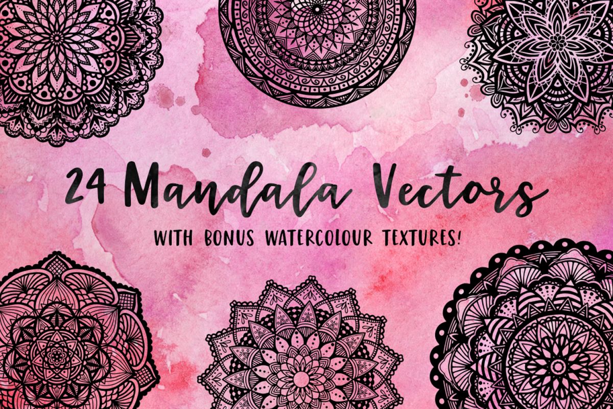 Mandala Vectors & Bonus Watercolor Styles example image 1