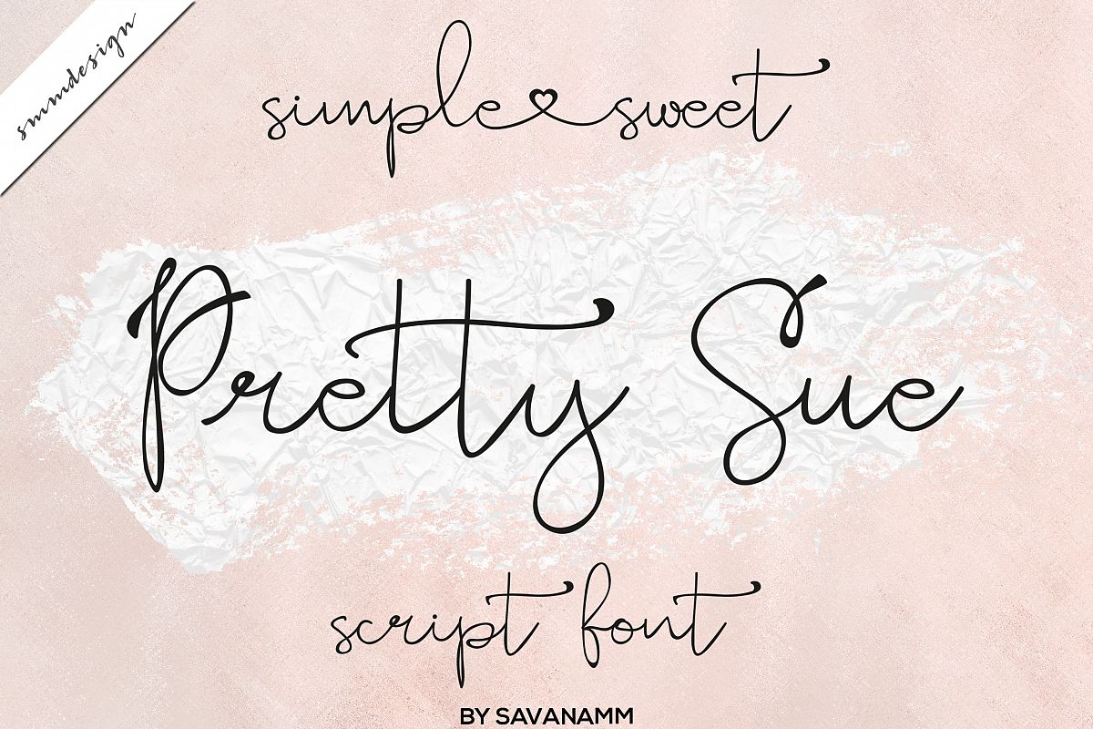 Pretty Sue sweet girly script font example image 1