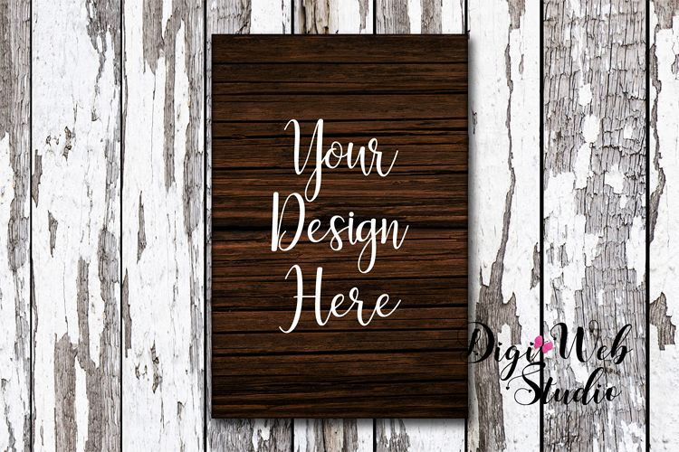 Wood Sign Mockup - Rustic Dark Wood Sign on Distressed Wood example image 1