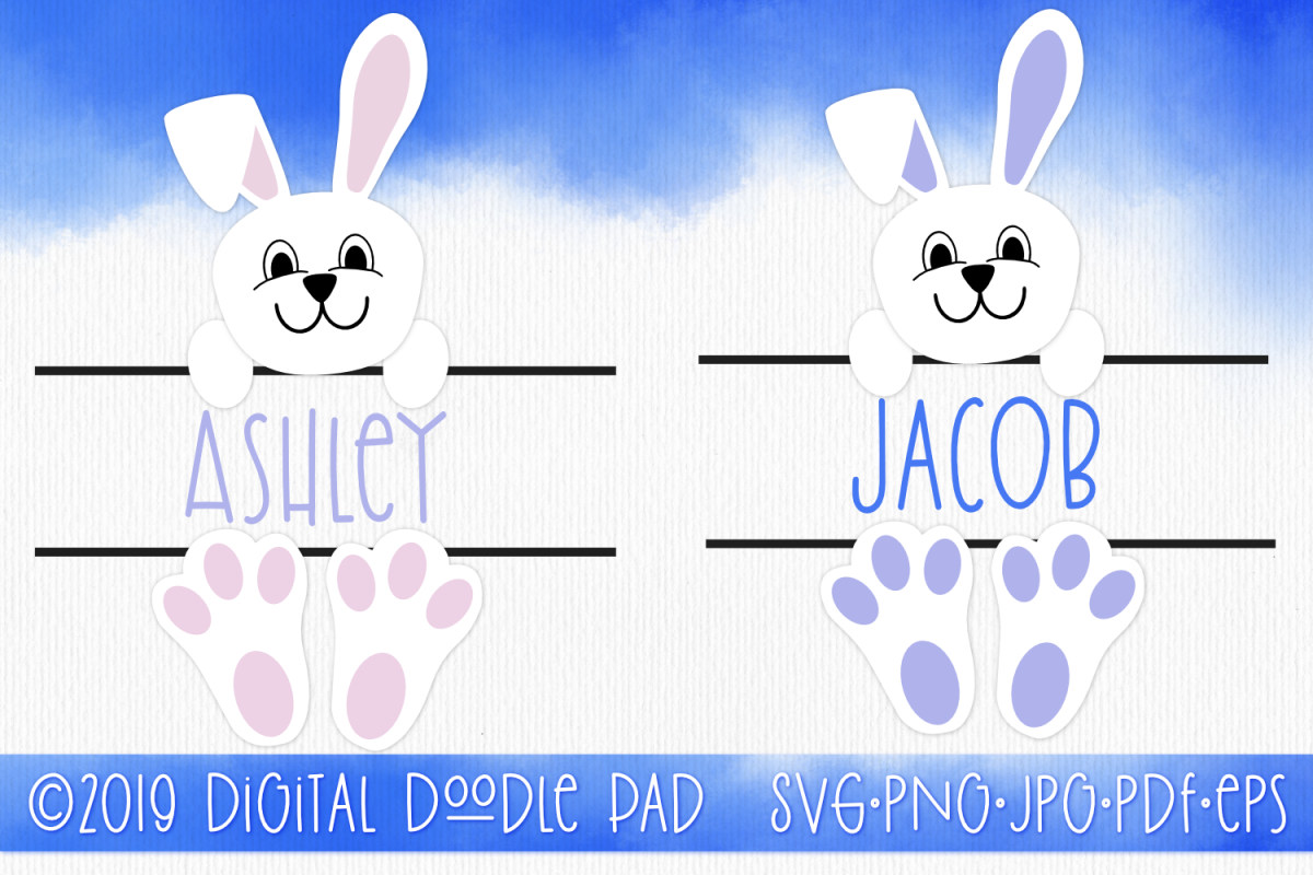 Easter Bunny SVG | Monogram SVG | Silhouette & Cricut example image 1