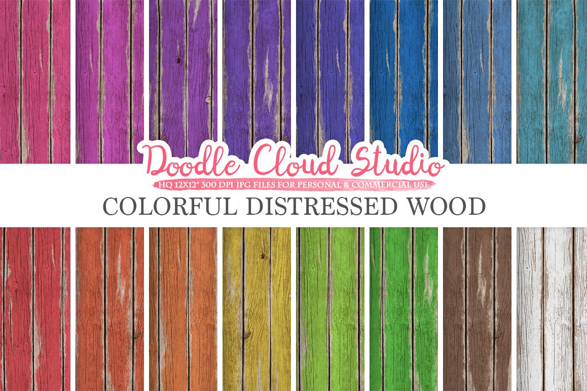Colorful Distressed Wood digital paper, Bright Colors, Old Fence Wood Backgrounds Real Rustic Wood textures, Instant Download Commercial Use example image 1