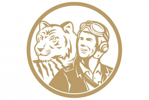 World War 2 Pilot Airman Tiger Gold Circle Retro example image 1