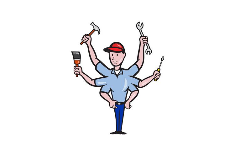 Tradesman Carpenter Mechanic Plumber Cartoon example image 1