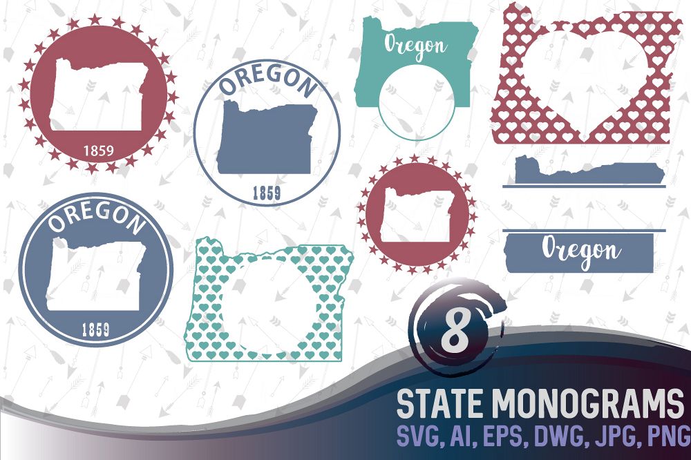 Oregon Monograms SVG, JPG, PNG, DWG, CDR, EPS, AI example image 1