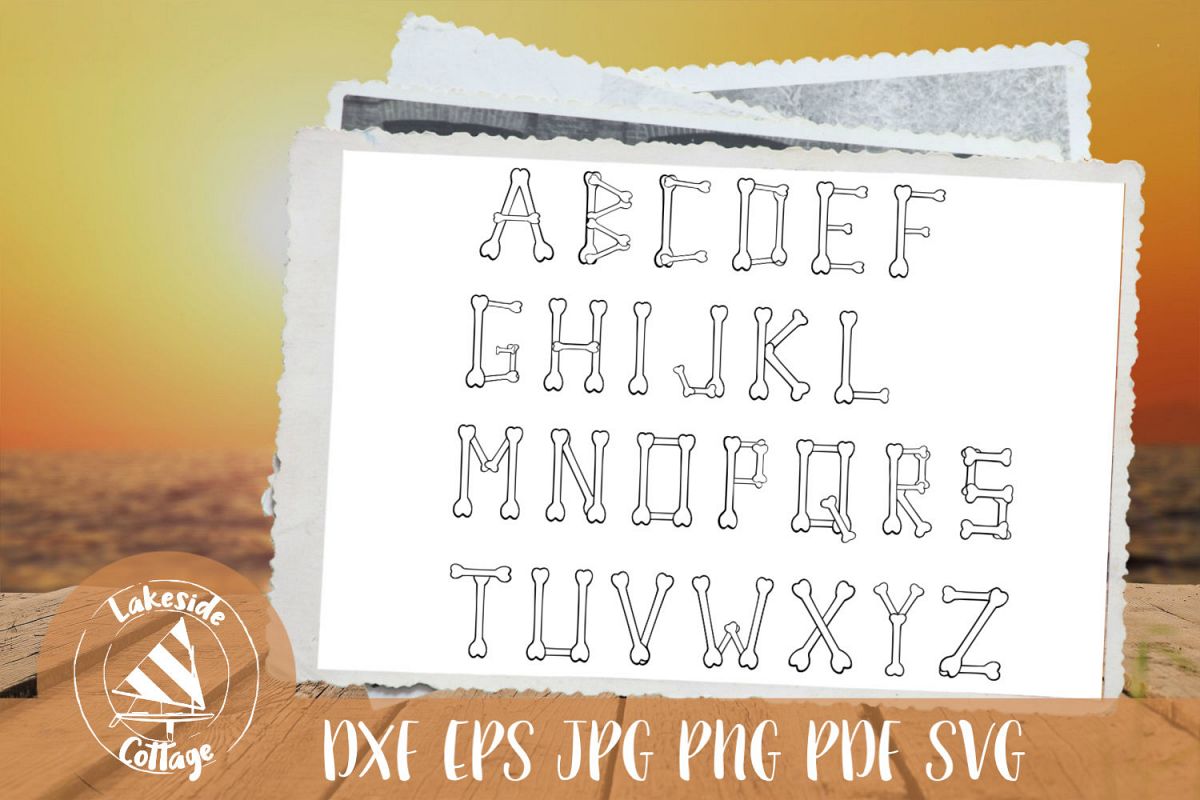 Skeleton Alphabet Halloween Bones SVG Design example image 1