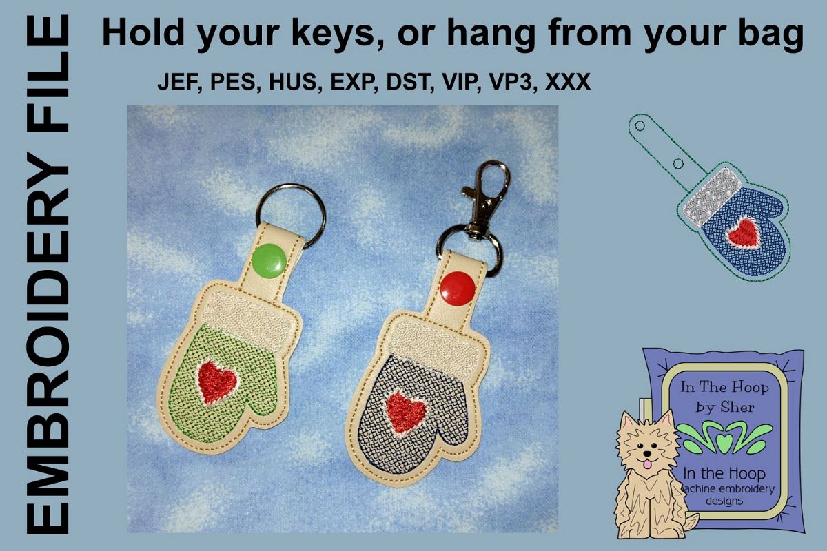 ITH Mitten Cookie Vinyl Key Fob or Bag Tag - Snap example image 1