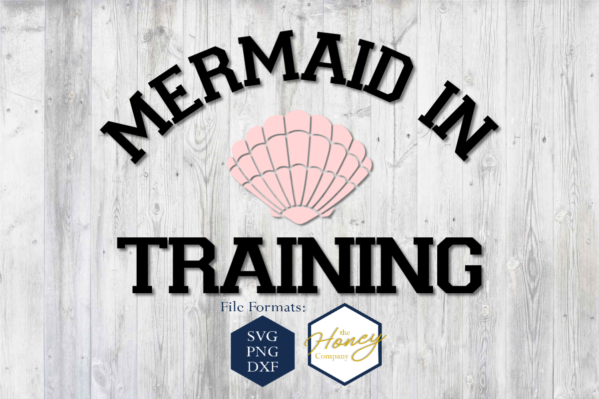 Mermaid in Training SVG PNG DXF Shell Summer Cut File example image 1