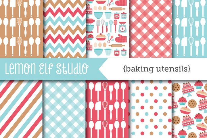 Baking Utensils-Digital Paper (LES.DP11) example image 1