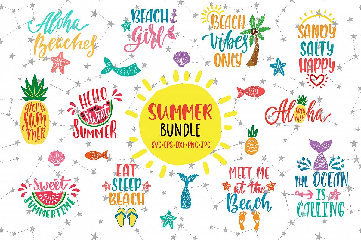 Summer Quotes Bundle SVG Vector Clip Art example image 1