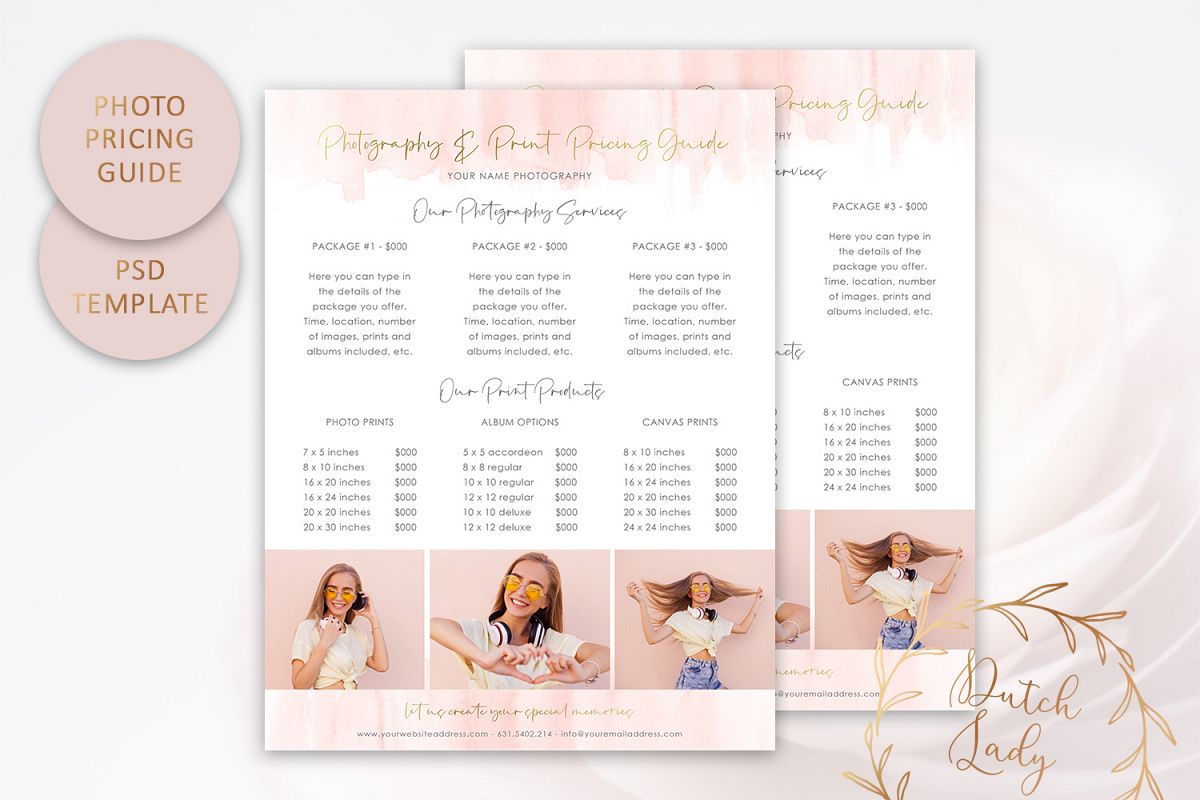 PSD Photography Pricing Guide Template Design #8 example image 1