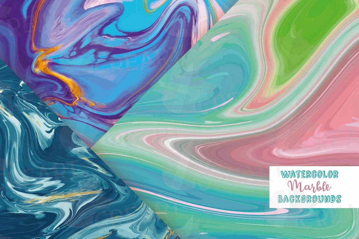 Watercolor Marble digital paper, colorful digital paper example image 1