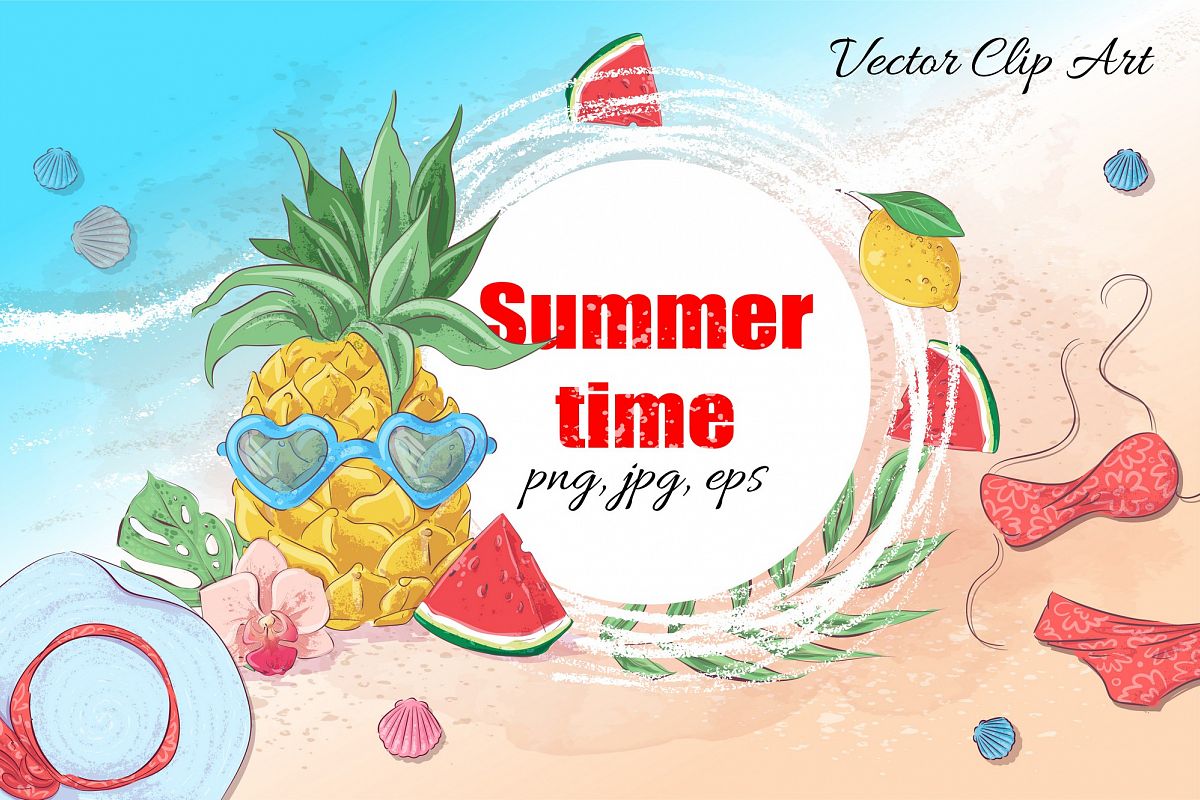 Summer time vector clip art example image 1