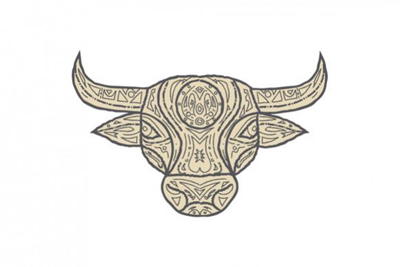 Bull Cow Head Front Mandala example image 1