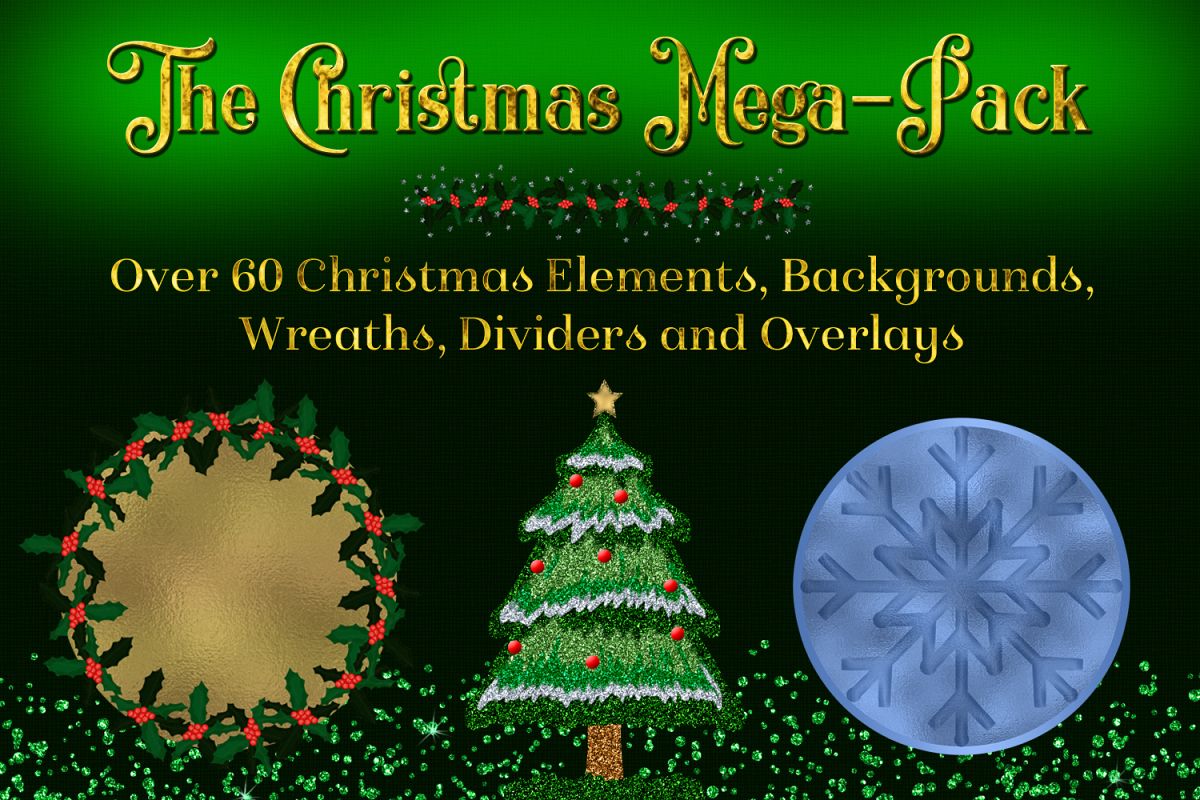 The Christmas Mega-Pack - with Backgrounds, Clipart, Wreaths example image 1