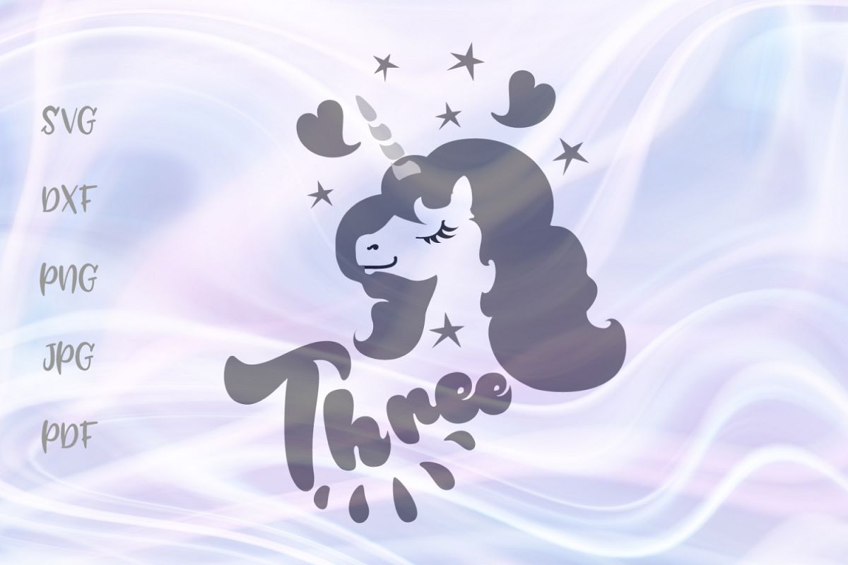 Three Unicorn 3rd Birthday Girl Outfit Sign Cut File SVG DXF example image 1