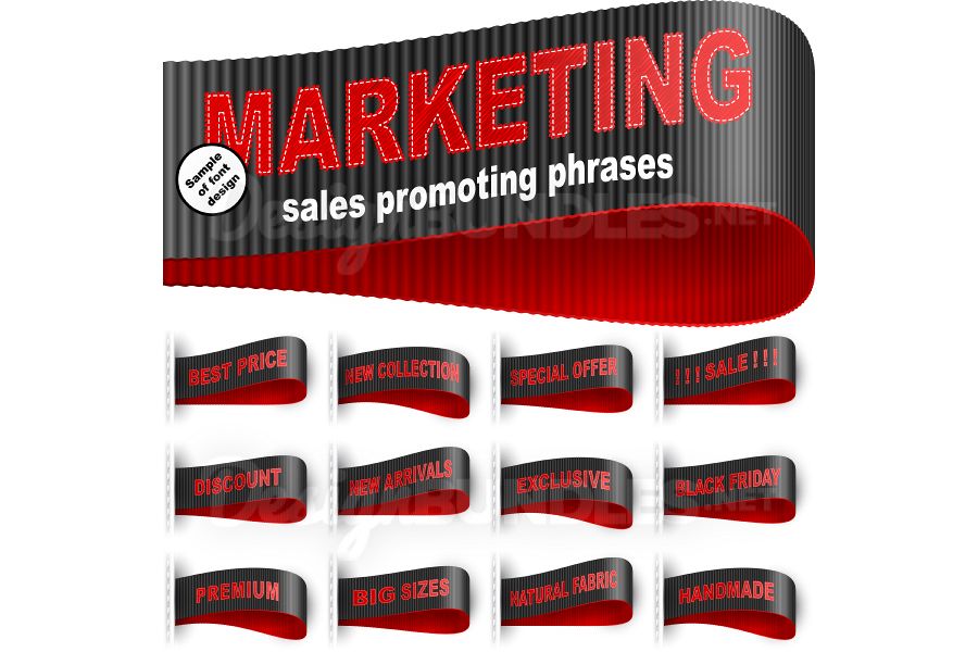 Vector Marketing Tag Label Clothes Sticker Sewn Phrase Set Black example image 1