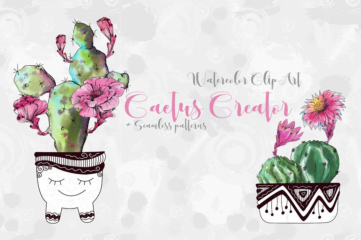 Watercolor Cactus Creator Pattern example image 1