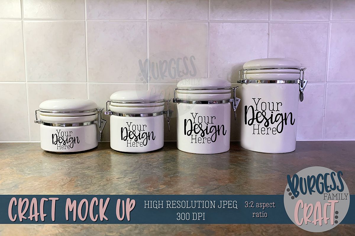 Ceramic canister on counter Craft mock up |High Res JPG example image 1