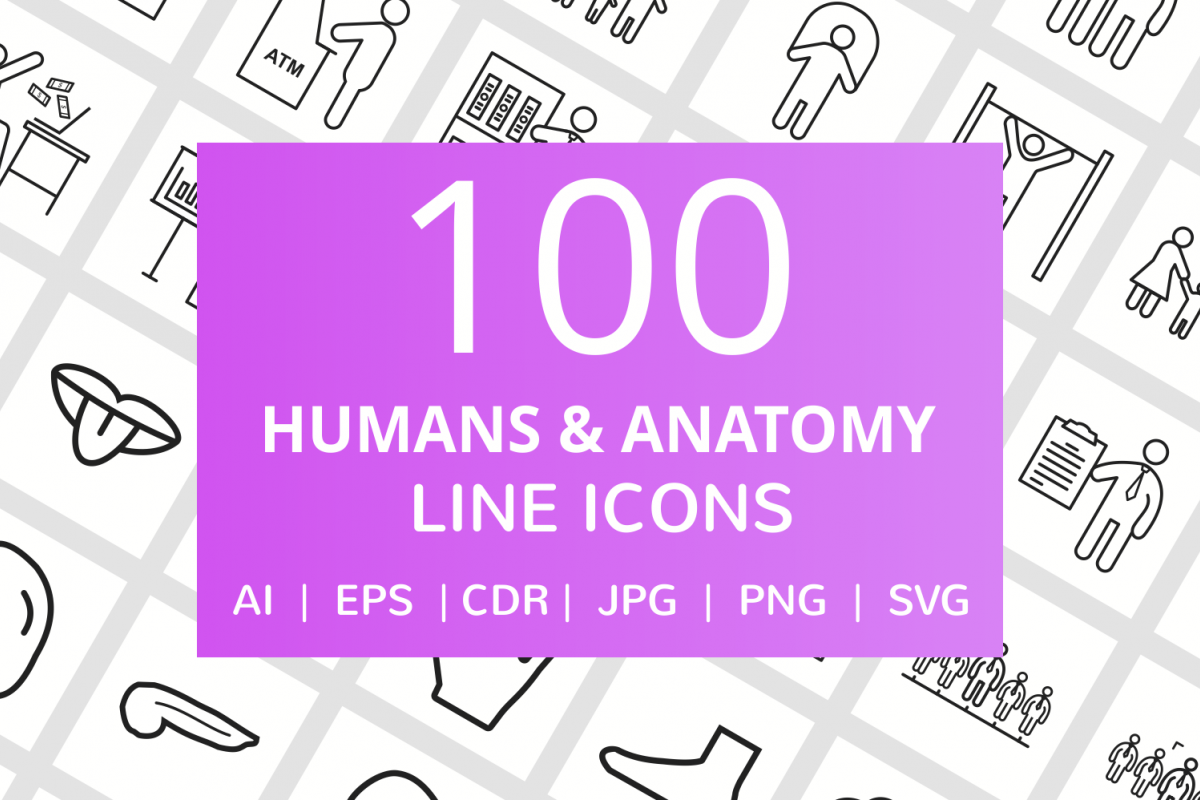 100 Humans & Anatomy Line Icons example image 1