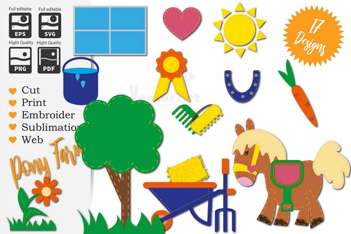 17x Pony Farm - Mini Bundle - Cut or Print for Crafter example image 1