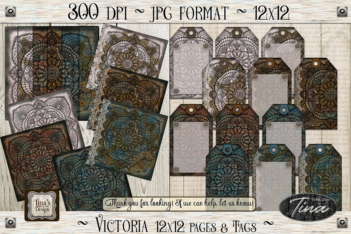 Victoria Steampunk Lace Doily Paper/Tag Collection 102618 example image 1