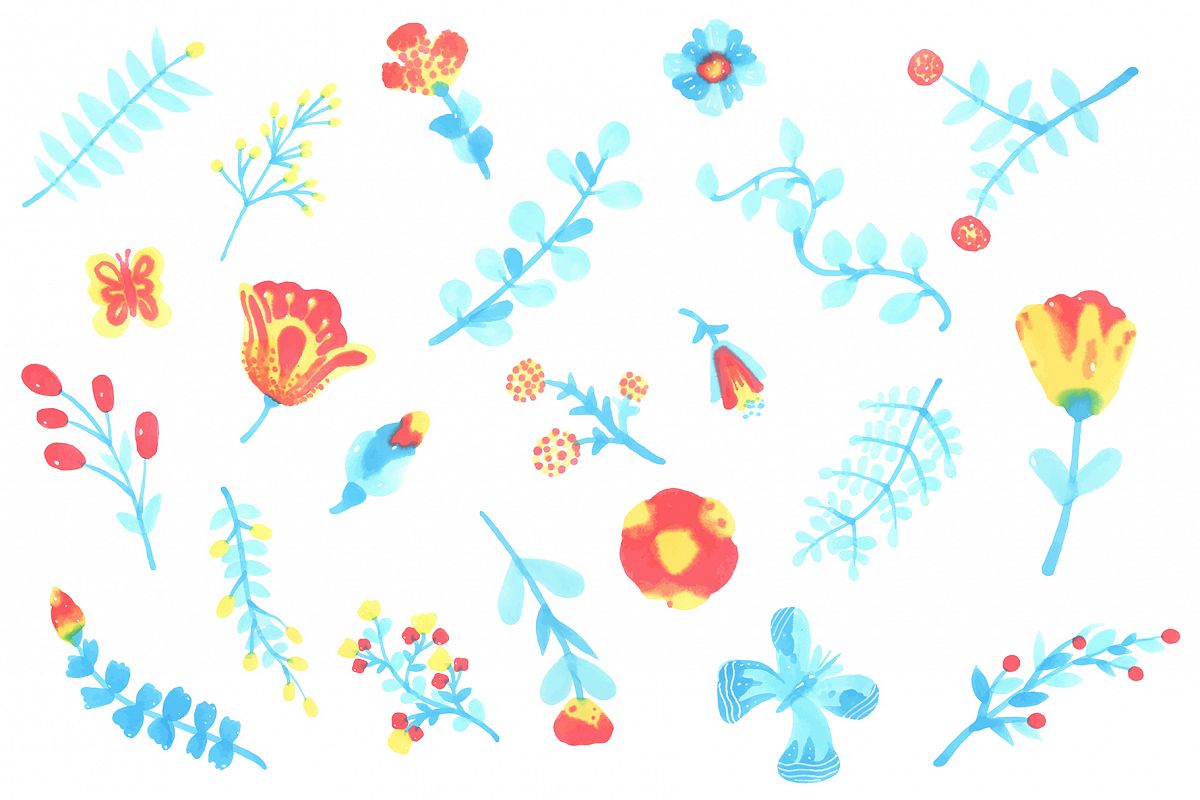 Fantasy twigs leaves and flowers example image 1