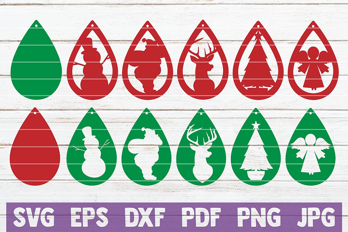 Christmas Earrings Bundle, SVG Cut Files example image 1