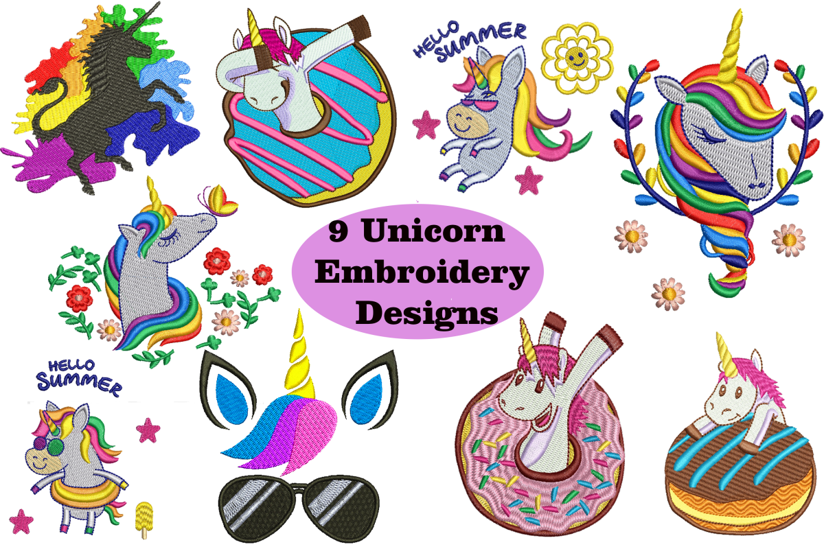 9 Unicorn Machine Embroidery Designs example image 1