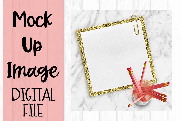 Chic Gold Memo with Pencils Crafters Mock Up example image 1