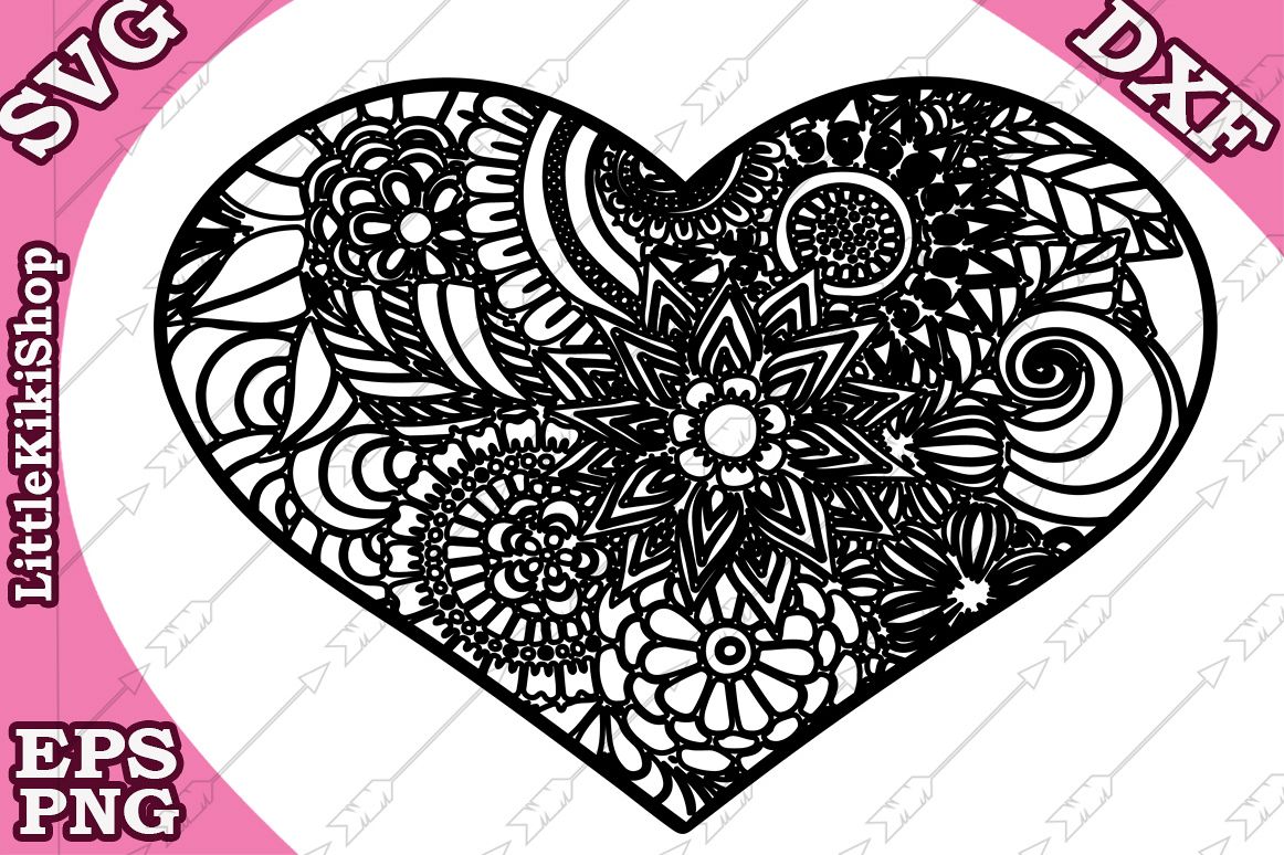 Download Heart Svg Mandala Heart Svg,Zentangle Heart Svg,Heart Cut (234869) | SVGs | Design Bundles