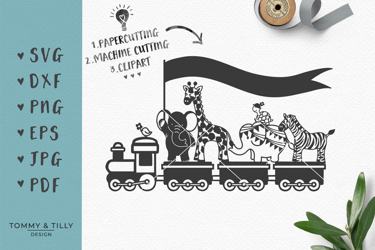Animal Train - SVG DXF PNG EPS JPG PDF Cutting File example image 1