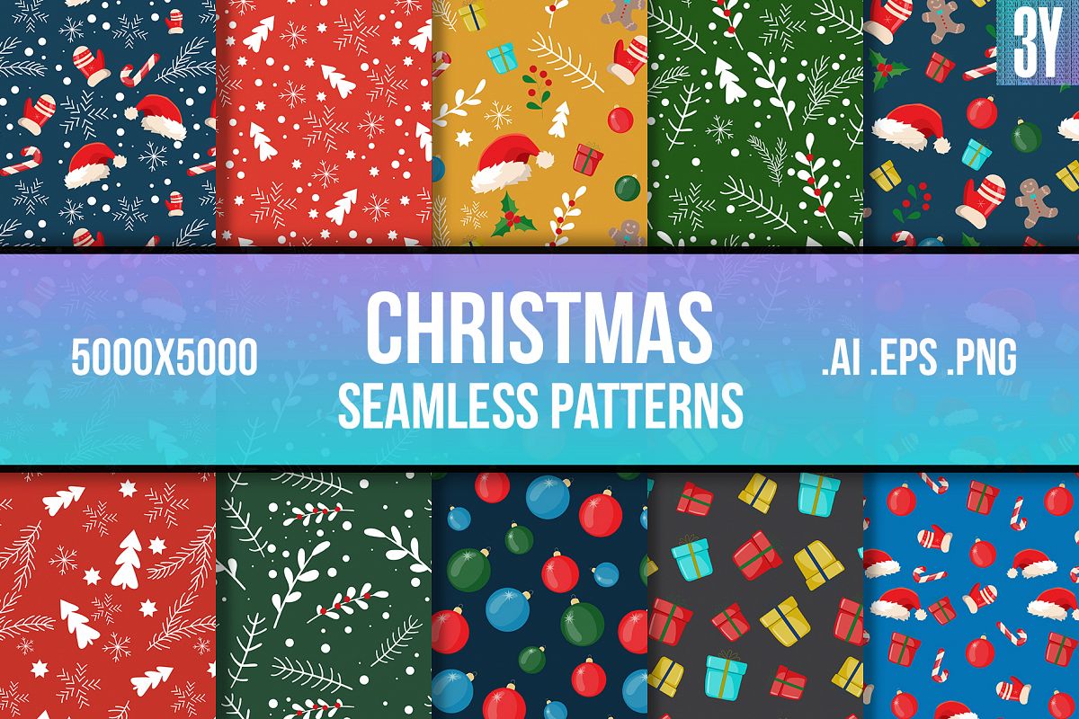 Christmas Seamless Patterns example image 1