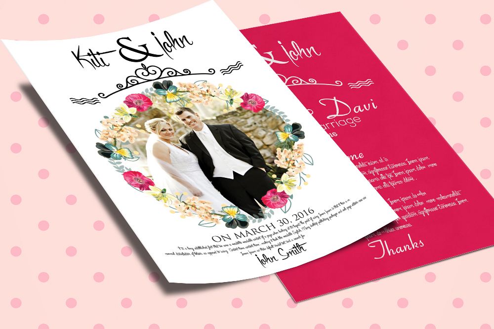 Double Sided Wedding Invitation Card