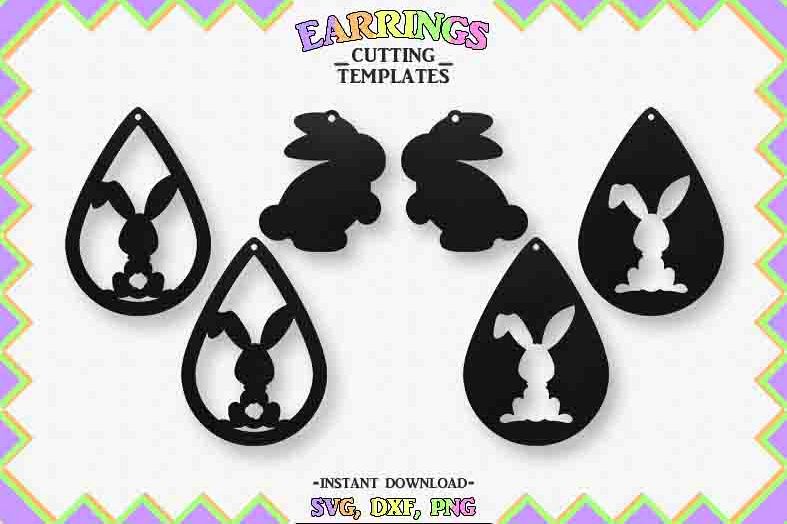 Easter Earrings, Silhouette, Cricut, Cut File, SVG DXF PNG example image 1