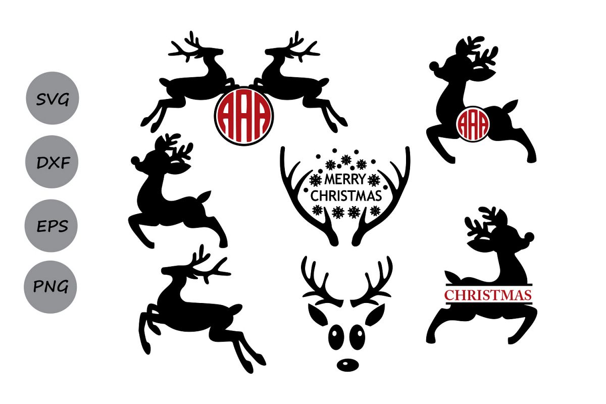 Download Reindeer svg, Reindeer monogram svg, Reindeer face, Christmas svg, Deer svg, Antler, Reindeer ...