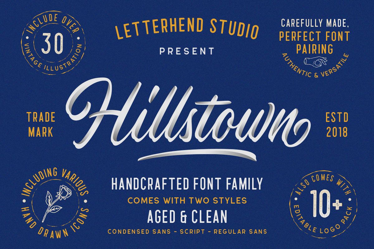 Hillstown Font Collection and EXTRA example image 1