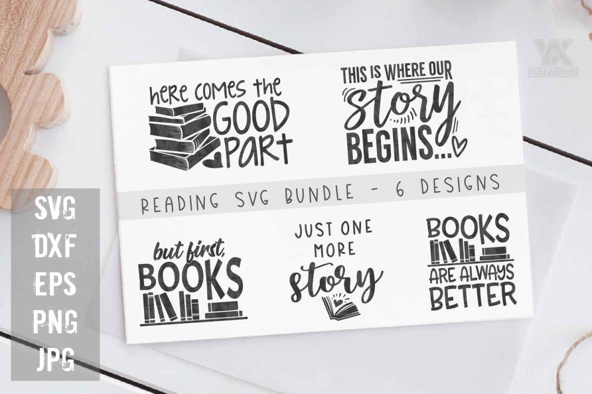 Reading SVG Bundle - 5 Book SVG Designs example image 1