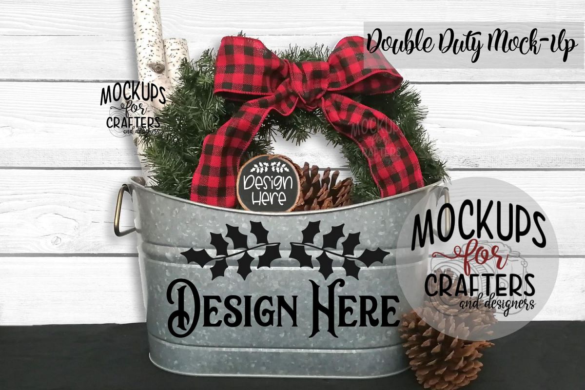 Christmas Double Duty Mock-Up - Planter & Wood Ornament example image 1