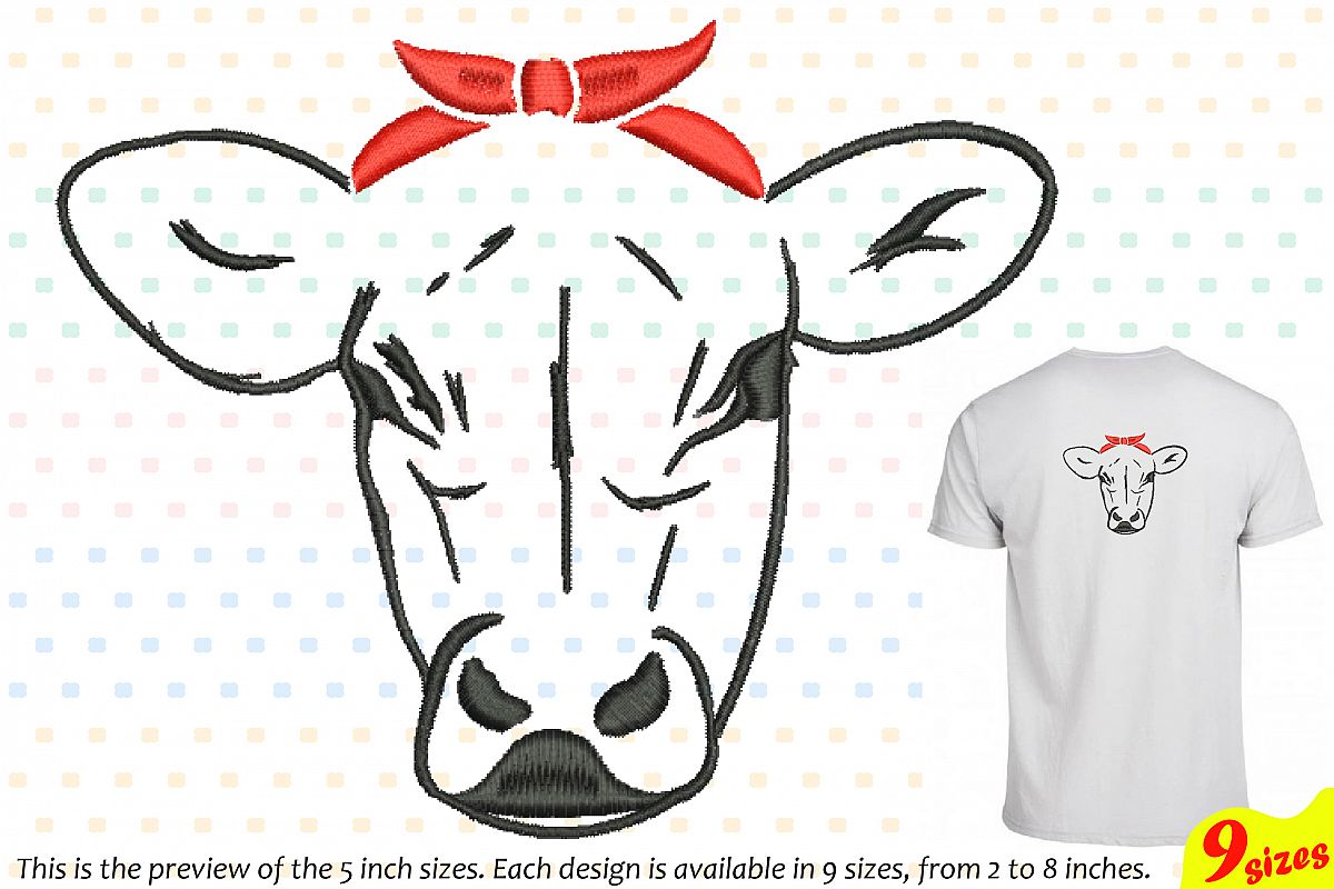 Download Cow Head whit Bandana Embroidery Design Machine Instant