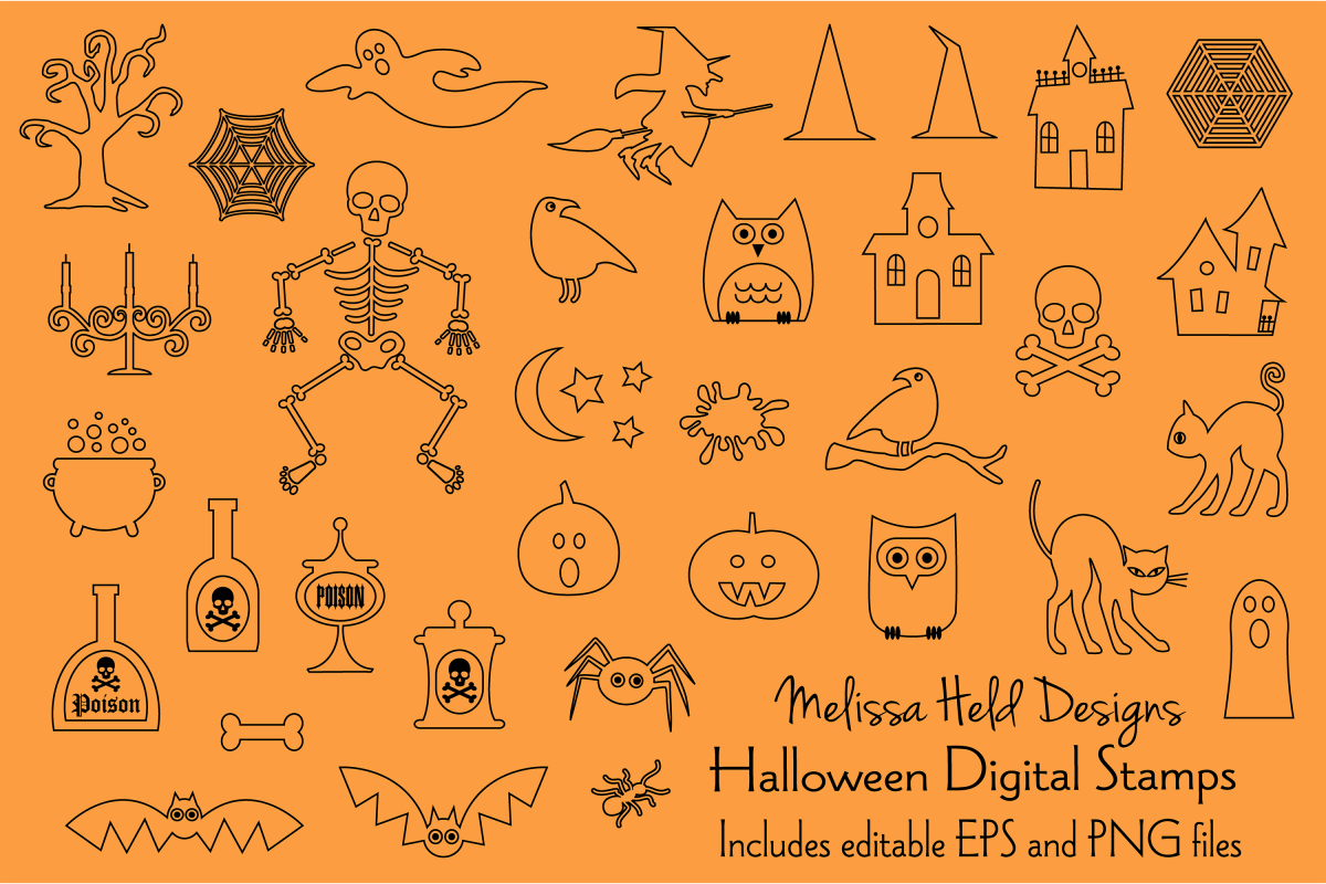Halloween Digital Stamps Clipart example image 1