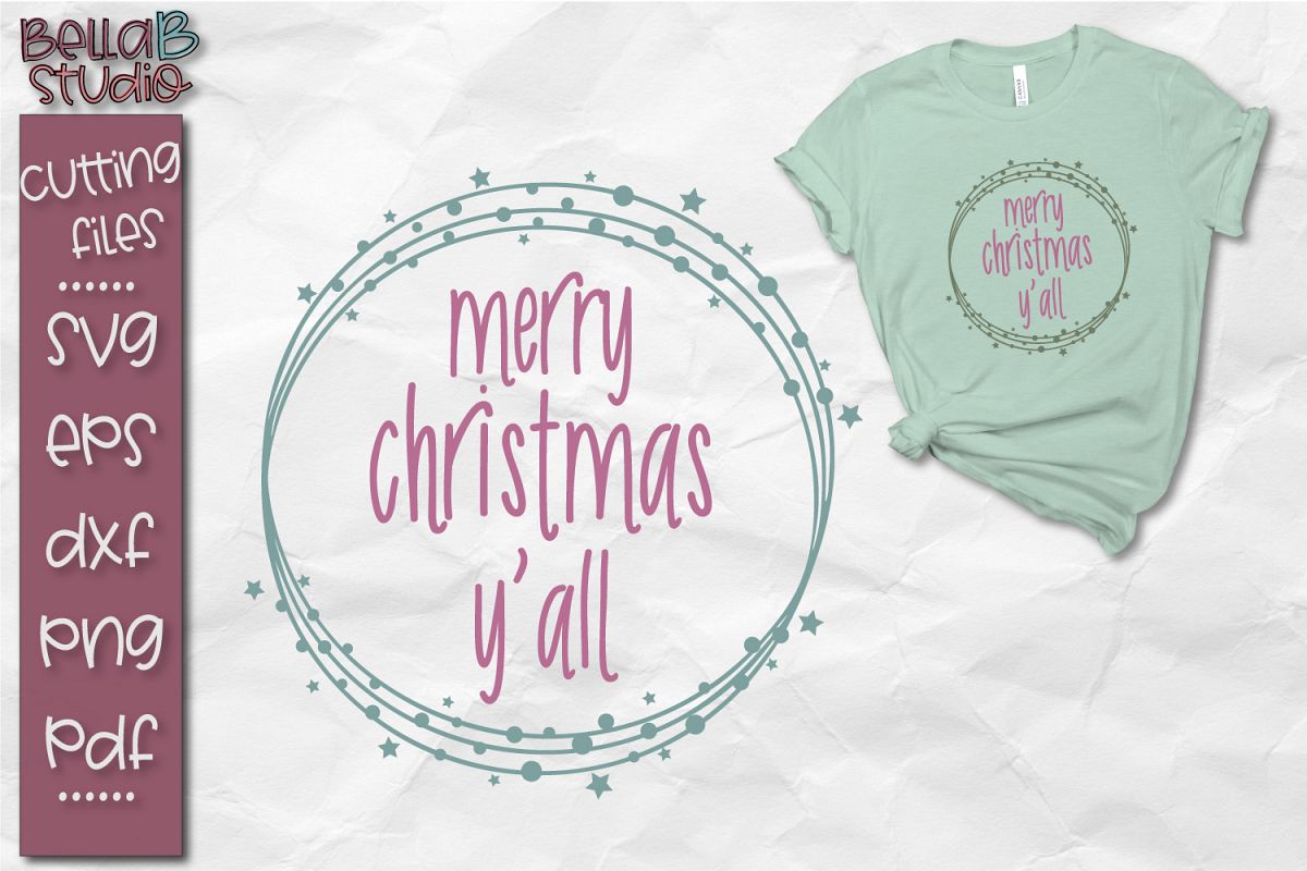 Merry Christmas Y'all SVG, Christmas Cut file example image 1