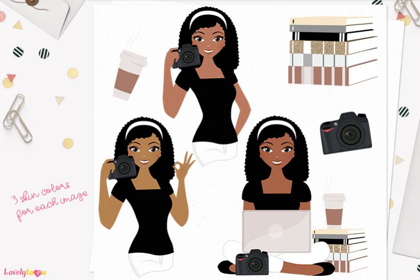 Woman photographer character clip art L196 Nelly example image 1