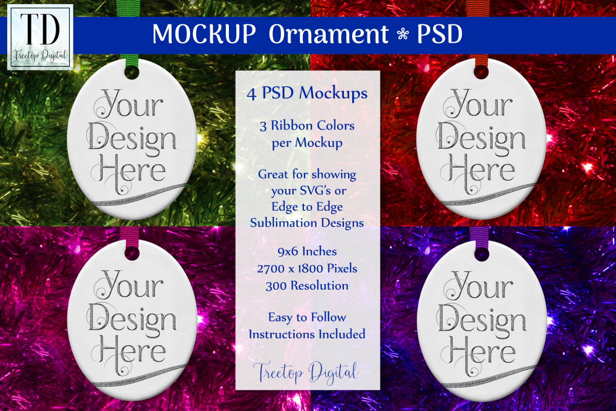 Oval Christmas Ornament Mockup, Sublimation Mock-Up, PSD example image 1