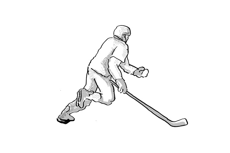 Ice Hockey Player Cartoon Isolated example image 1